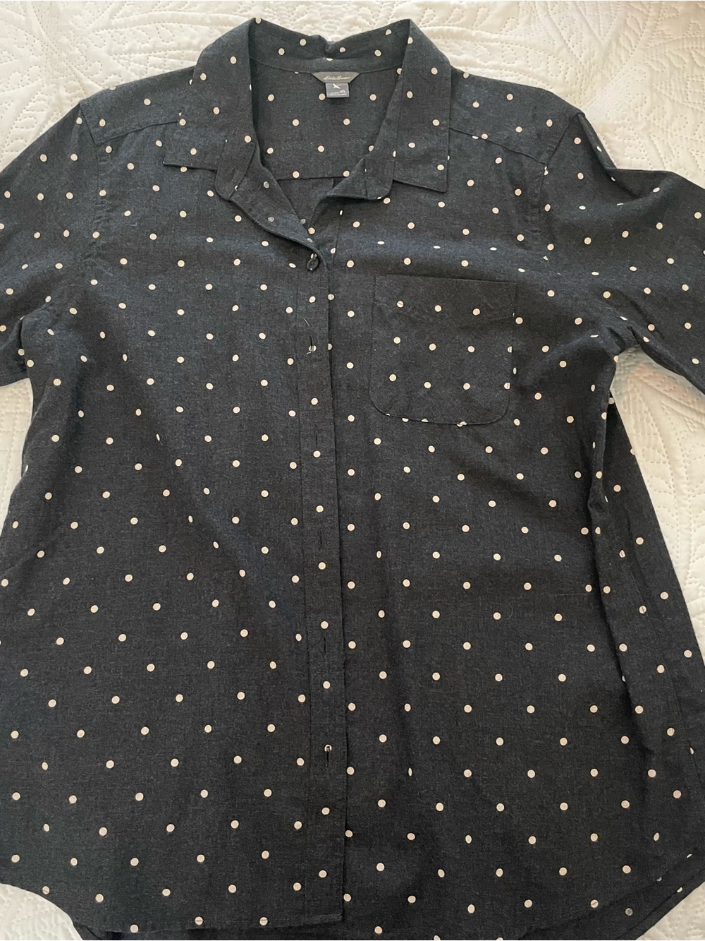 Eddie Bauer Black Polka Dot Button-Up Shirt